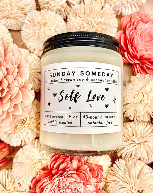 Self Love Candle | Treat Yourself | 25+ Scents | Soy & Coconut Wax | SUNDAY SOMEDAY | Vegan | Non-Toxic | Hand Poured | 8 oz.