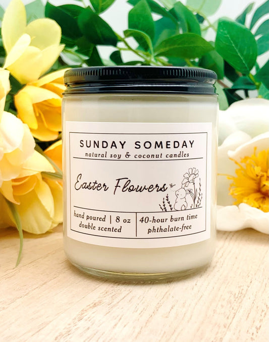 Easter Flowers Candle | Easter Gift | Spring Floral | Sunday Someday Soy & Coconut Wax Candles | Vegan | Non-Toxic | 8 oz.