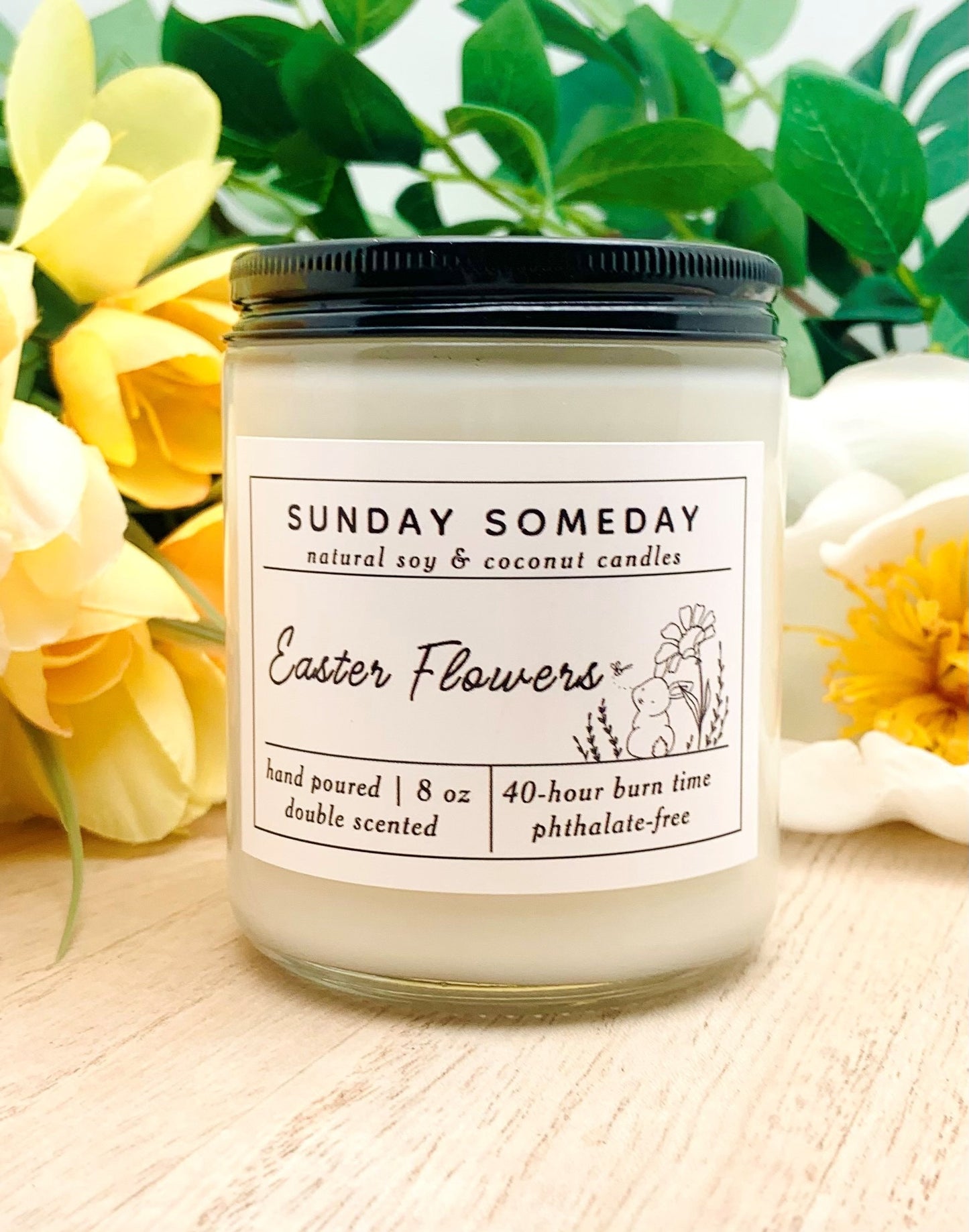 Easter Candle Gift Set | Carrot Cake and Easter Flowers | Sunday Someday Soy & Coconut Wax Candles | Vegan | Non-Toxic | 8 oz | Set of 2