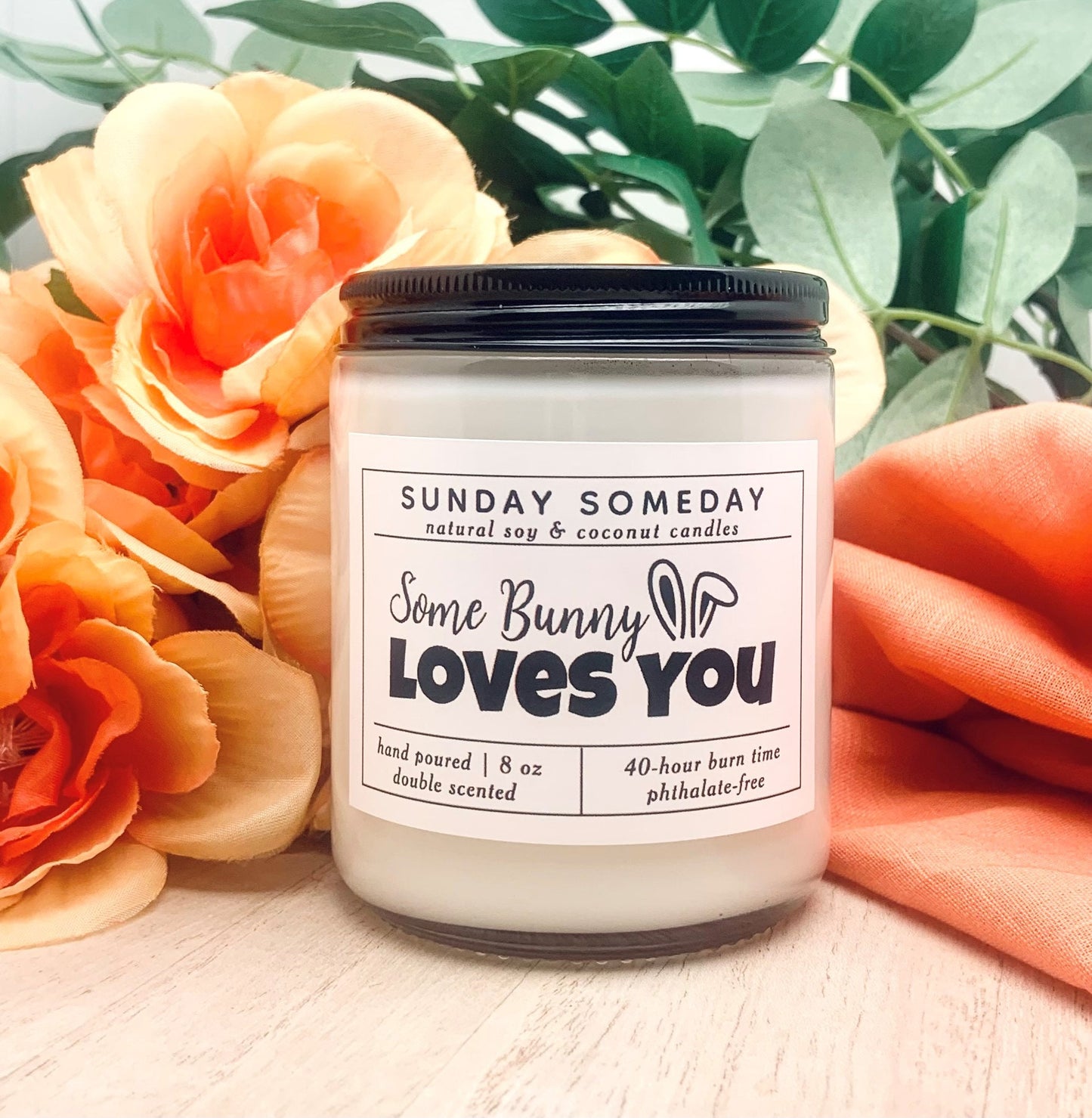 Easter Candle Gift Set | Carrot Cake and Easter Flowers | Sunday Someday Soy & Coconut Wax Candles | Vegan | Non-Toxic | 8 oz | Set of 2