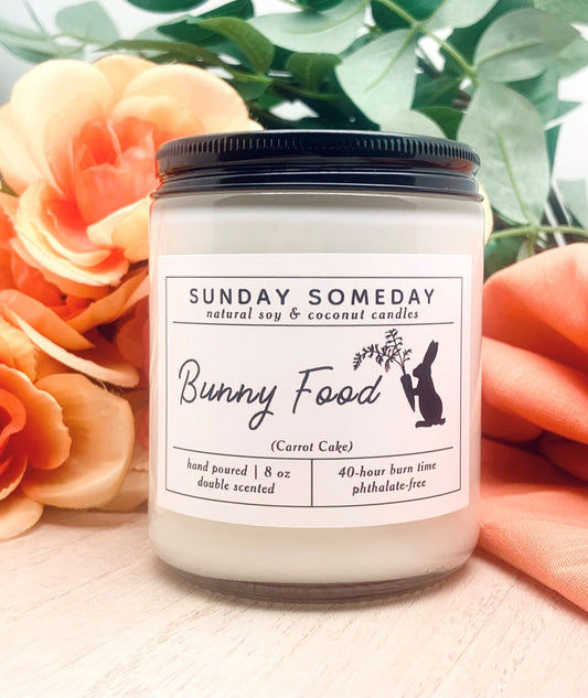 Bunny Food Candle | Sweet Carrot Cake | Easter Gift | Spring Gourmand | Sunday Someday Soy & Coconut Wax Candles | Vegan | Non-Toxic | 8 oz.