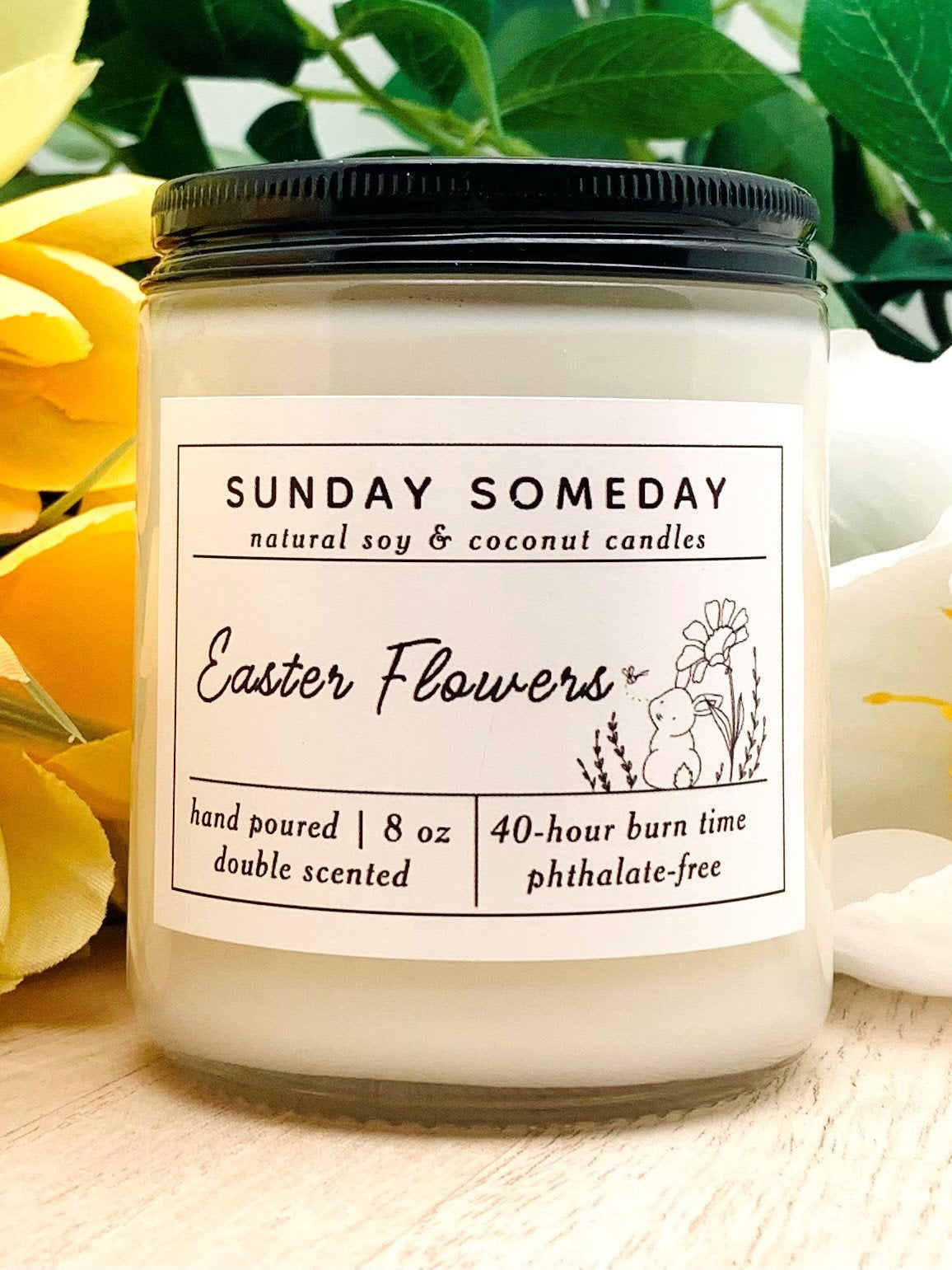 Easter Flowers Candle | Easter Gift | Spring Floral | Sunday Someday Soy & Coconut Wax Candles | Vegan | Non-Toxic | 8 oz.