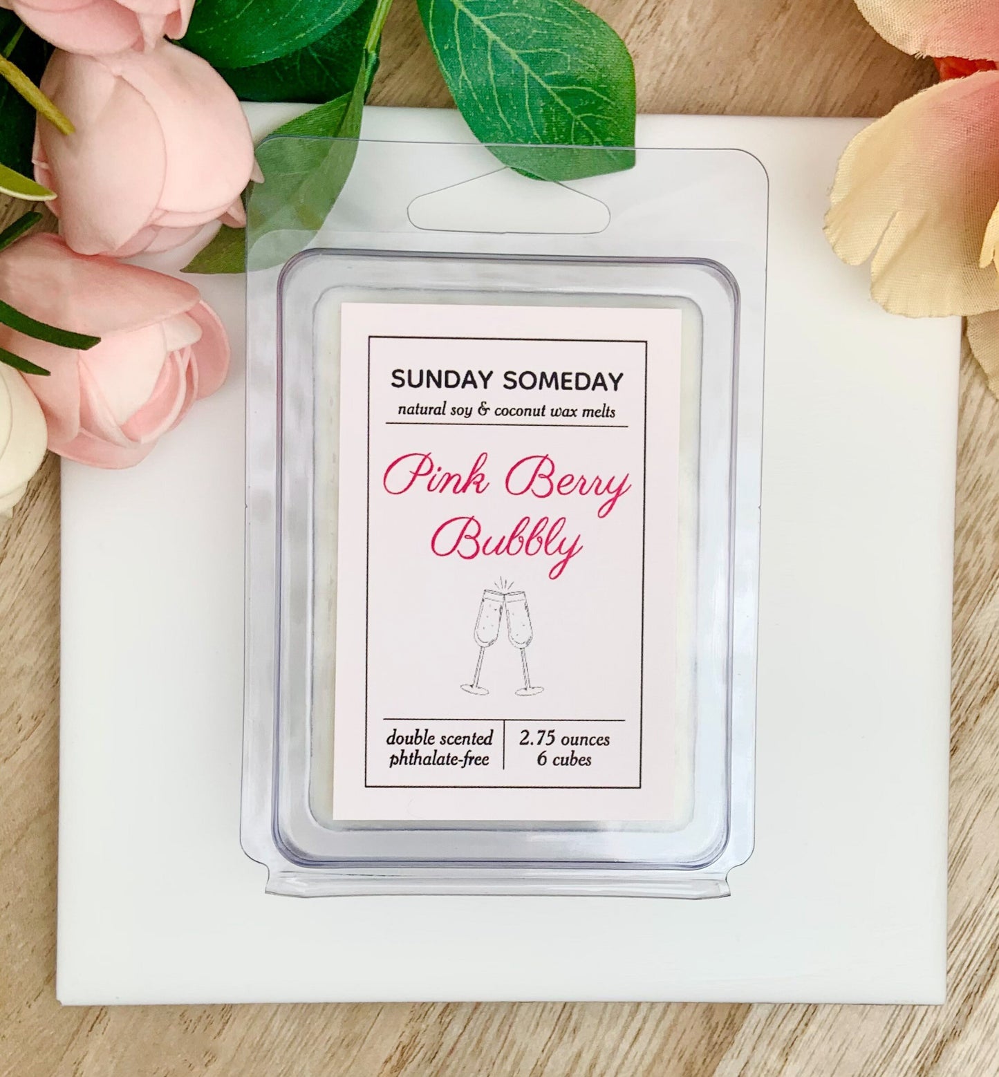 Pink Berry Bubbly Soft Wax Melts | Home Fragrance | Fruity | Sunday Someday Soy & Coconut Wax Melts | Vegan | Non-Toxic | 2.75 oz