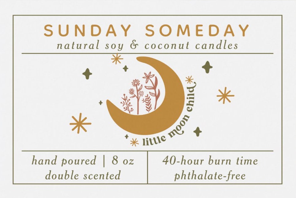 Little Moon Child | Boho Candles | Retro Modern Hippie Candle | Gifts | Candle |  25+ Scents | Vegan | Non-Toxic | SUNDAY SOMEDAY | 8 oz