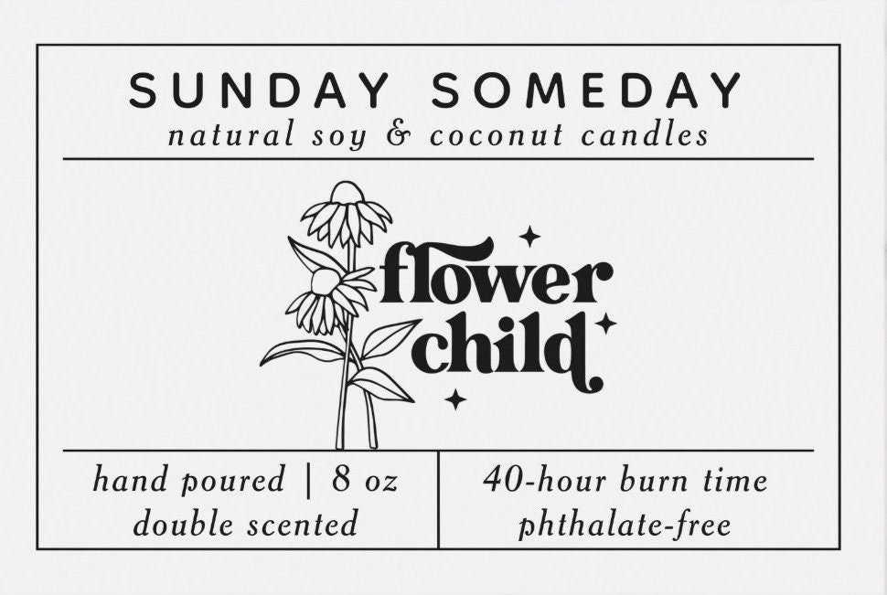 Flower Child | Boho Candles | Retro Modern Hippie Candle | Friend Gifts | Candle | 25+ Scents | Vegan | Non-Toxic | SUNDAY SOMEDAY | 8 oz