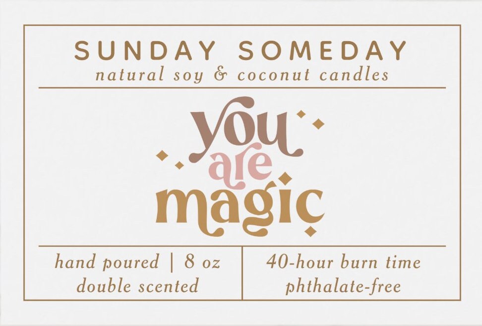 You Are Magic | Boho Candles | Retro Modern Hippie Candle | Gifts | Hippie Candle | 25+ Scents | Vegan | Non-Toxic | SUNDAY SOMEDAY | 8 oz