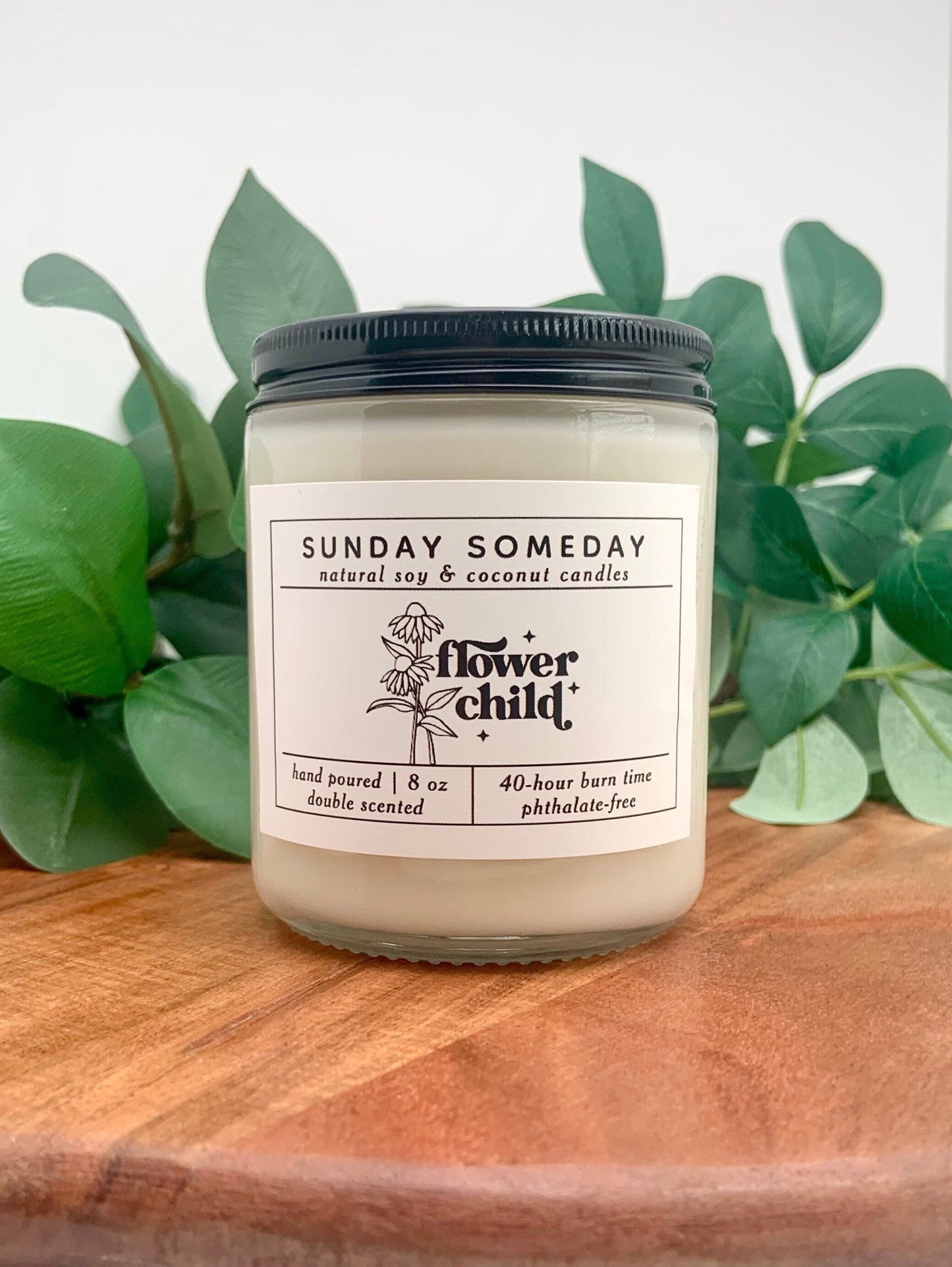Flower Child | Boho Candles | Retro Modern Hippie Candle | Friend Gifts | Candle | 25+ Scents | Vegan | Non-Toxic | SUNDAY SOMEDAY | 8 oz