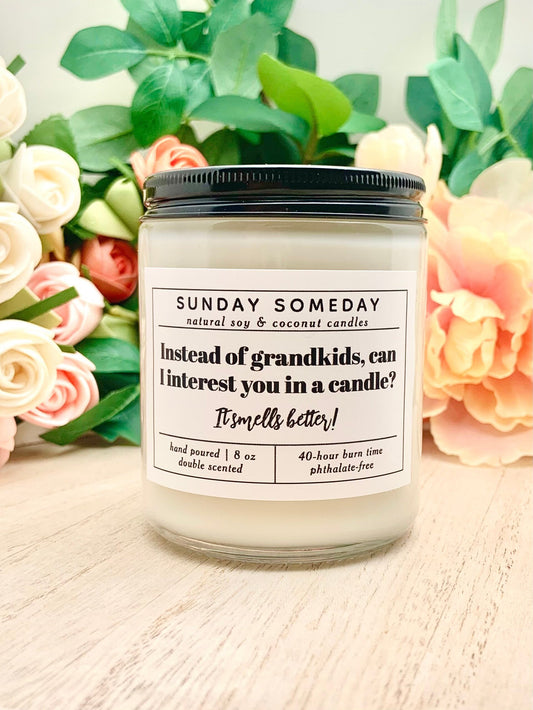 Instead of Grandkids, Can I Interest You in a Candle? It Smells Better! | Mother's Day Candle | Gifts | 25+ Scents | Vegan | NonToxic | 8 oz
