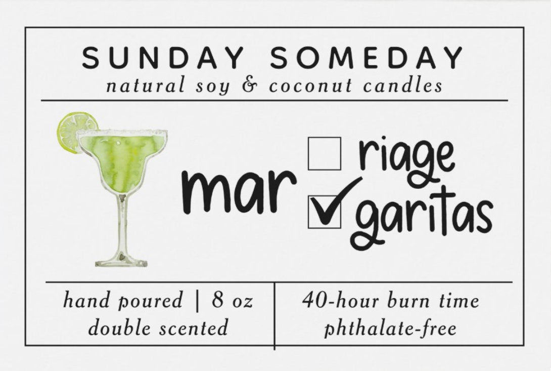 Margaritas over Marriage | Citrus Lime Margarita | Fun Summer Vacation Candle | SUNDAY SOMEDAY | Soy & Coconut Wax | Vegan | Non-Toxic | 8oz
