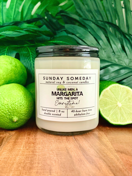 Unlike Men, a Margarita Hits the Spot Every Time | Lime | Summer Candle | SUNDAY SOMEDAY | Soy & Coconut Wax  | Vegan | Non-Toxic | 8 oz