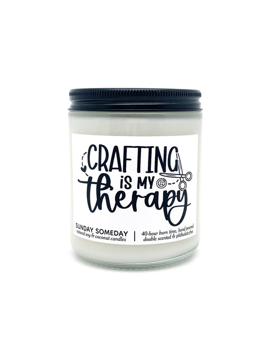 Crafting is My Therapy candle | Fun Crafting Gifts | 25+ Scents | Vegan | Non-Toxic | SUNDAY SOMEDAY | Soy & Coconut Wax | 8 oz