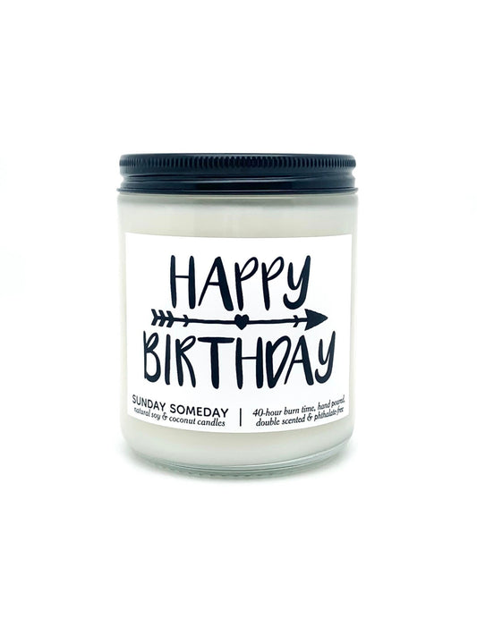 Happy Birthday candle | Birthday Gifts | 25+ Delicious Scents to Choose From | Vegan | Non-Toxic | SUNDAY SOMEDAY | Soy & Coconut Wax | 8 oz
