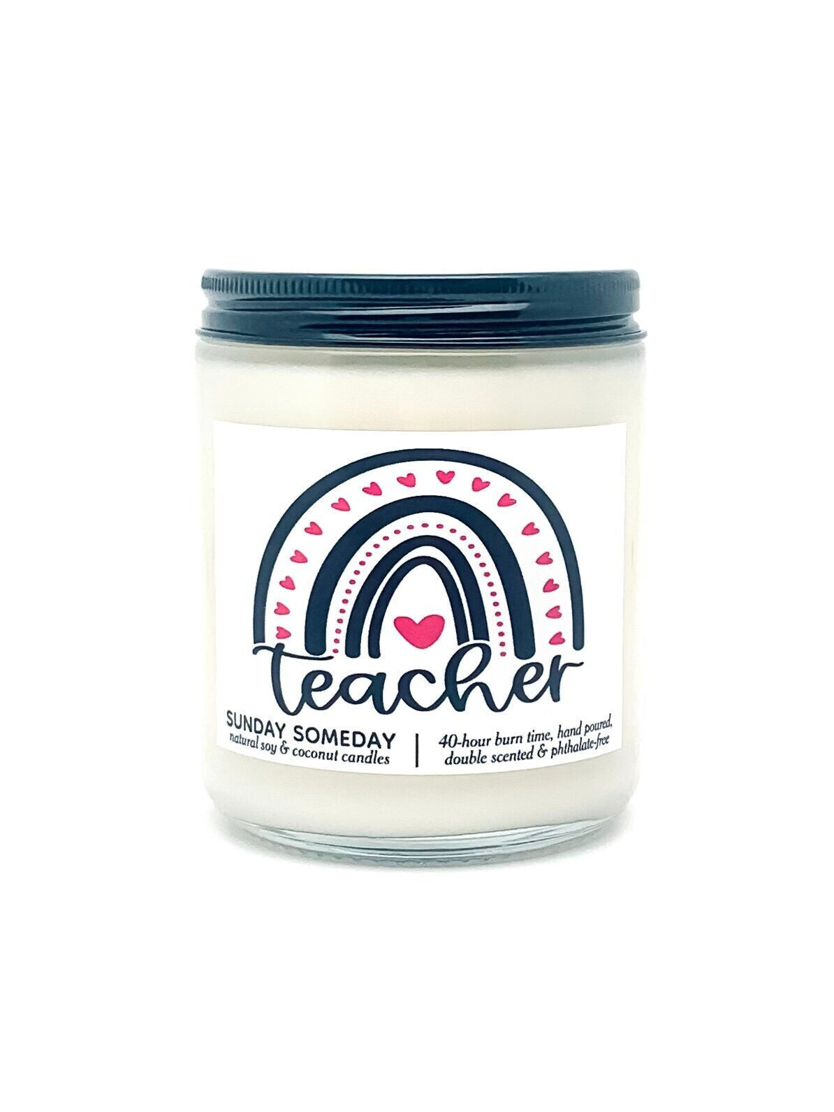 Teacher Rainbow candle | Valentine's Day | Teacher Appreciation Gifts | 50+ Scents | Vegan | SUNDAY SOMEDAY | Soy & Coconut Wax | 8oz