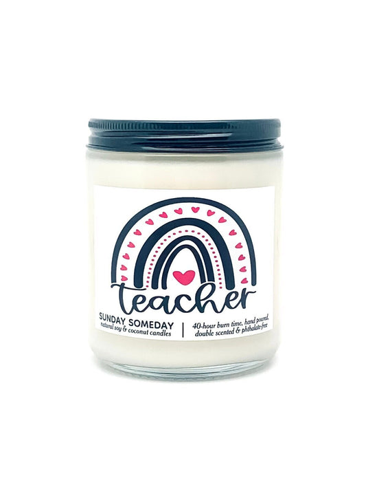 Teacher Rainbow candle | Valentine's Day | Teacher Appreciation Gifts | 50+ Scents | Vegan | SUNDAY SOMEDAY | Soy & Coconut Wax | 8oz