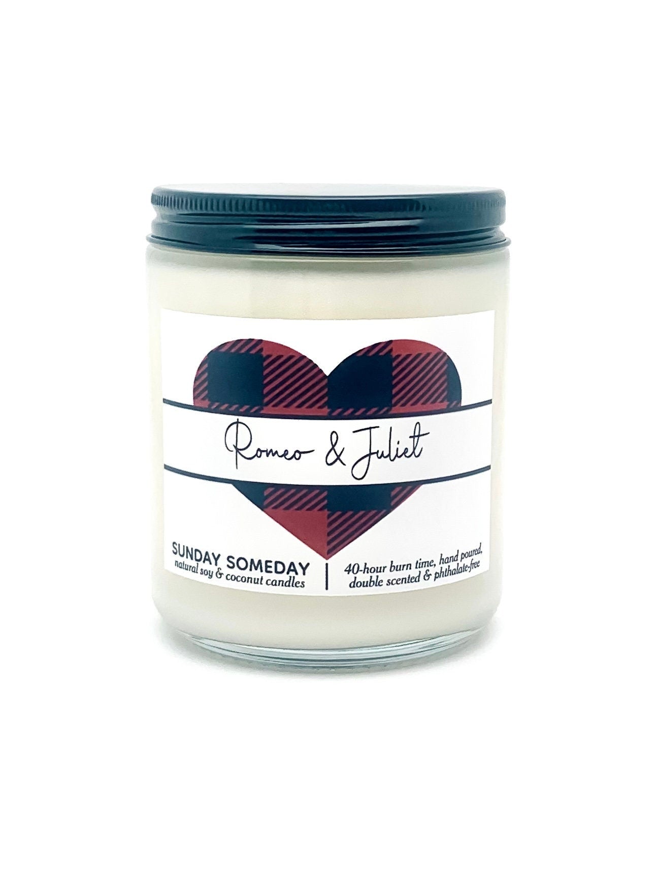 Custom Names on Heart candle | Valentine's Day | Cute Romantic Couple Gifts | 50+ Scents | Vegan | SUNDAY SOMEDAY | Soy & Coconut Wax | 8oz