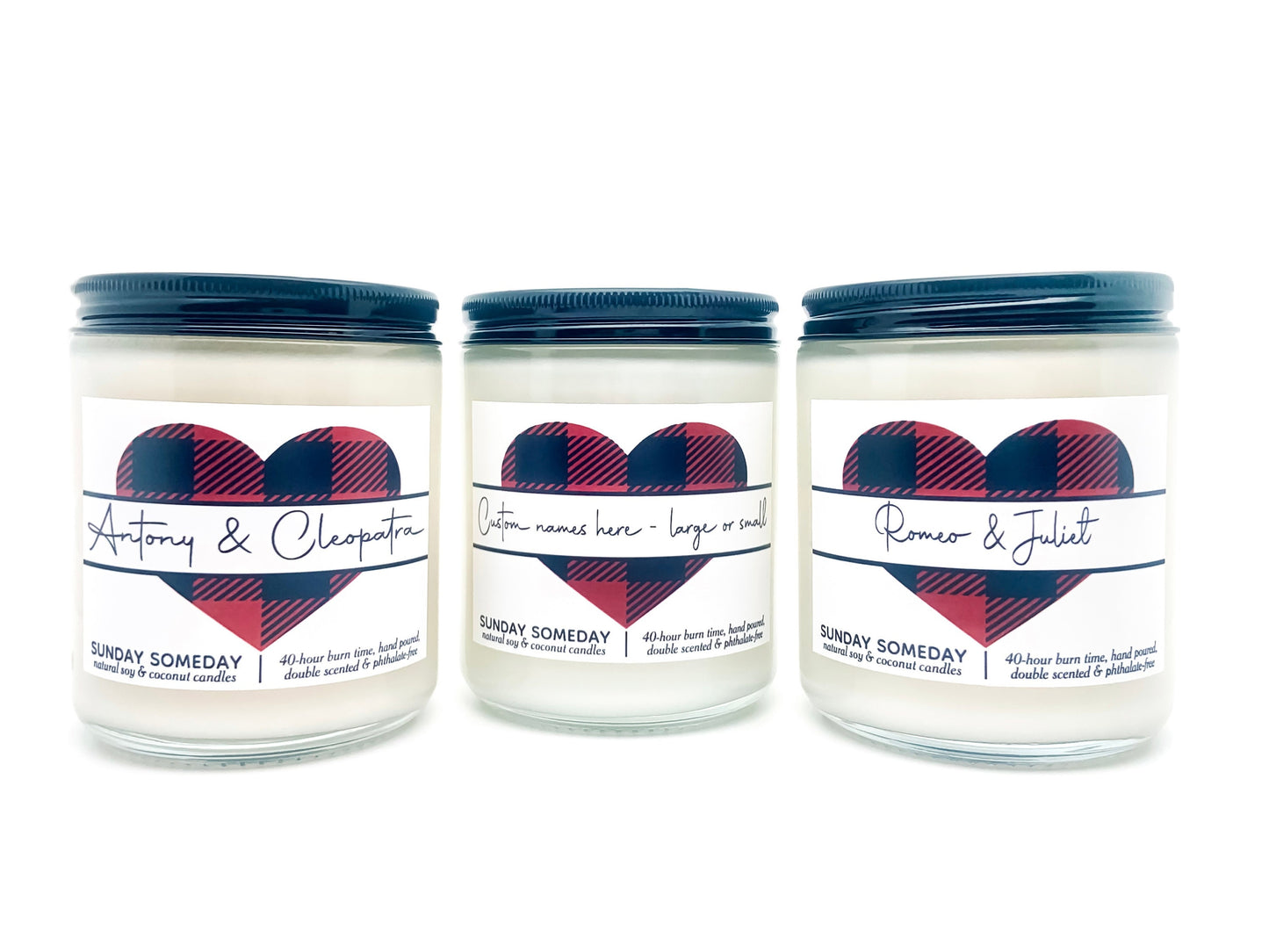 Custom Names on Heart candle | Valentine's Day | Cute Romantic Couple Gifts | 50+ Scents | Vegan | SUNDAY SOMEDAY | Soy & Coconut Wax | 8oz