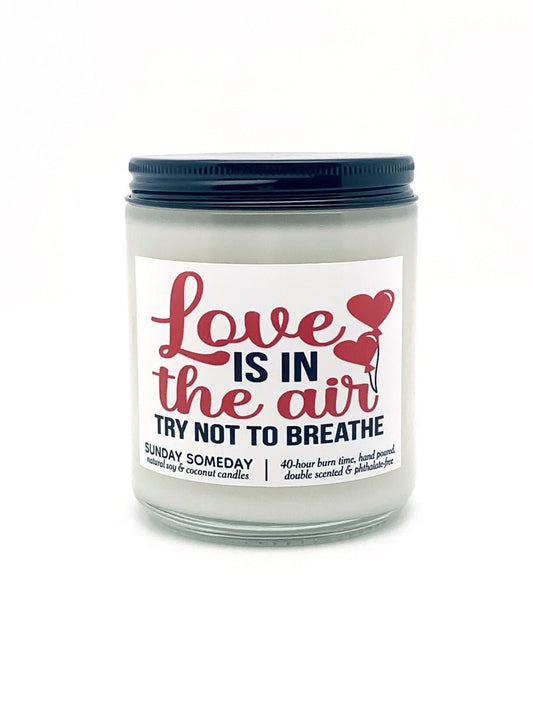 Love is in the Air Try Not to Breathe candle | Anti - Valentine's Day Gifts | 50+ Scents | SUNDAY SOMEDAY | Vegan | Soy & Coconut Wax | 8oz