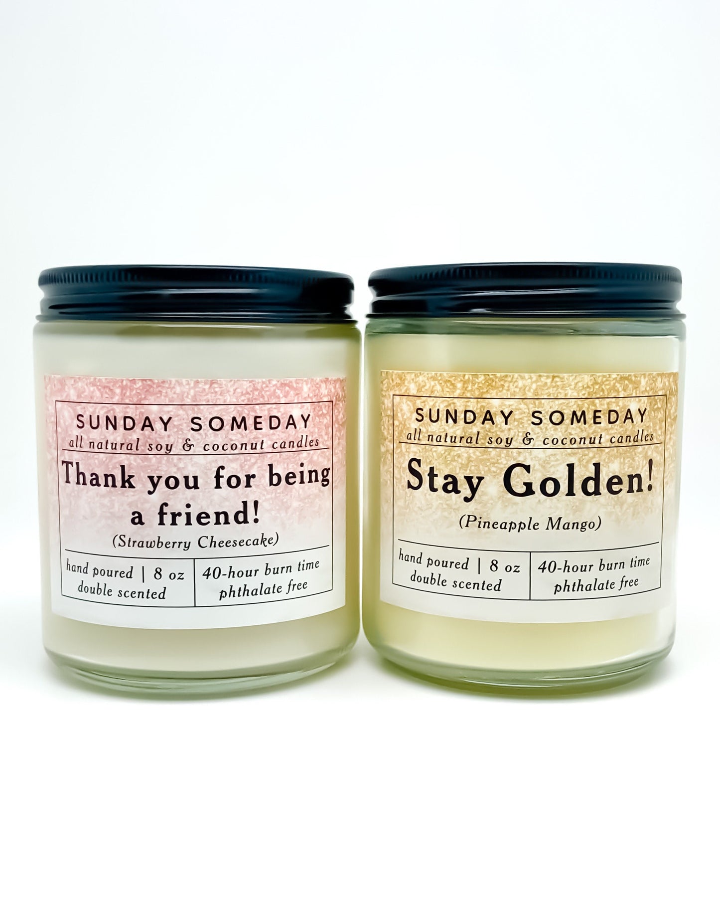 Golden Girls candles | Strawberry Cheesecake and Pineapple Mango | Single or Set | Gift | Friends | Soy & Coconut Wax | Non-Toxic | 8 oz