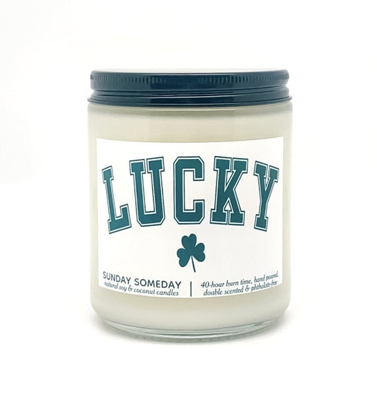 LUCKY candle | St. Patrick’s Day | Spring | Shamrock | 50+ Scents | Vegan | Non-Toxic |SUNDAY SOMEDAY | Soy & Coconut Wax | 8oz