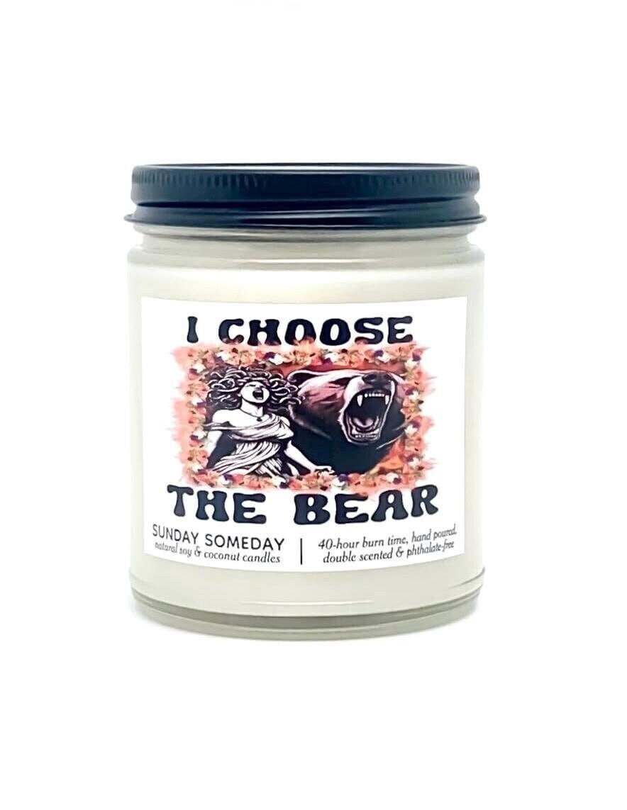 I Choose the Bear Candle | 50+ Fall Scents | Women Empowerment Feminism Politics Gift | SUNDAY SOMEDAY | Soy & Coconut Wax | Vegan | 8 oz