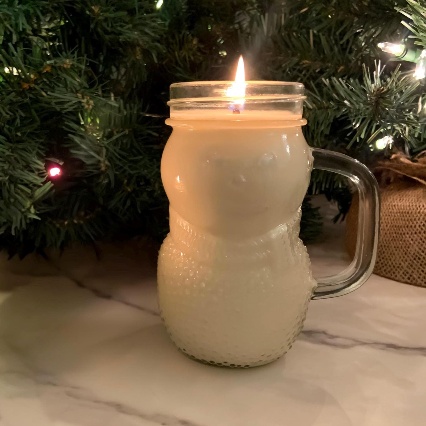 Christmas Set of 3 16oz Candle Mugs | Mason Jar Set | Tree Santa Snowman | 3 Holiday Scents | Gift | SUNDAY SOMEDAY | Soy & Coconut Wax