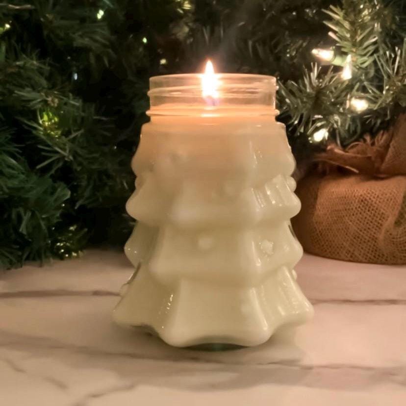 Christmas Set of 3 16oz Candle Mugs | Mason Jar Set | Tree Santa Snowman | 3 Holiday Scents | Gift | SUNDAY SOMEDAY | Soy & Coconut Wax