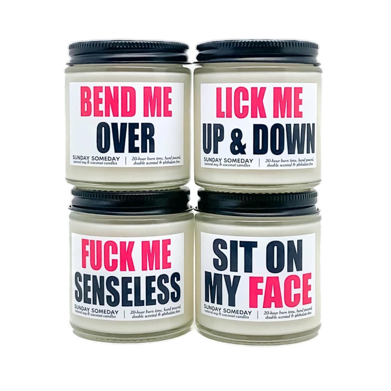 Sexy Candle Gift Set of 4 | NSFW Sexy Valentine's Fun Couples Love | Vegan | SUNDAY SOMEDAY  | Coconut Soy Wax | Wood or Cotton Wicks